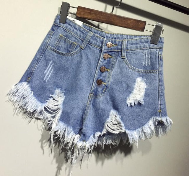 female fashion casual summer cool women denim Shorts high waists fur-lined leg-openings Plus size sexy short Jeans