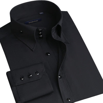 Casual diamond Buttons Mens Dress Shirts Long Sleeve Black Luxury Business Fashion Slim Fit High Collar Stage Western Blouse
