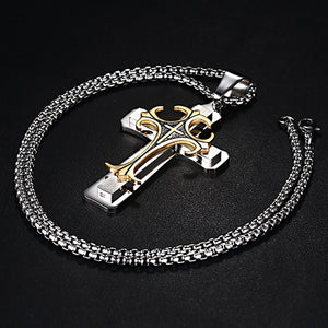 Vnox Men's Stainless Steel Cross Pendant Necklace 24" Chain Religion Jewelry