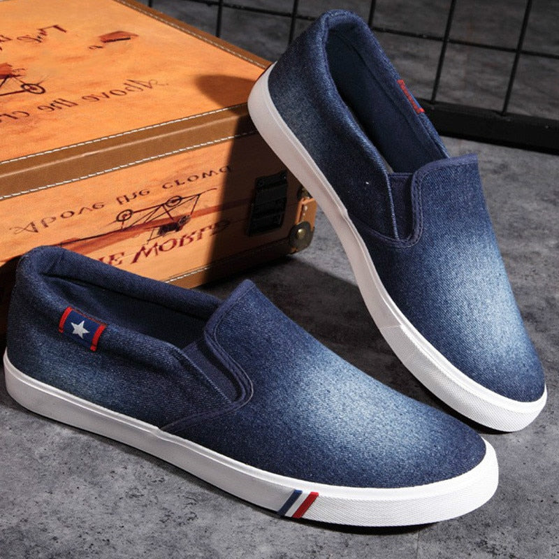 Denim Sneakers Mens Casual Shoes Summer Canvas Shoes Slip on male Flats Breathable Loafers Men Trainers Tenis Masculino 2020